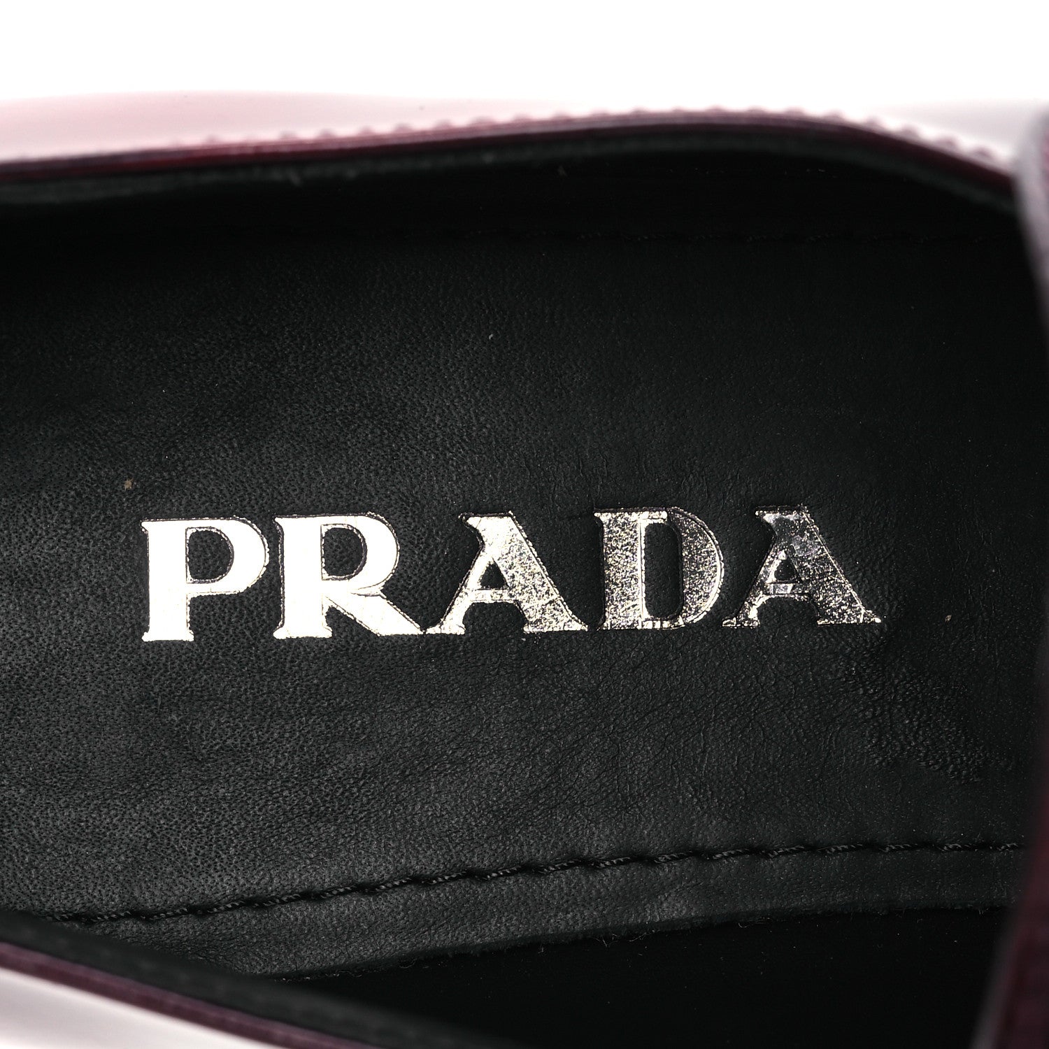 Prada Brushed Calfskin Metal Triangle Logo 50mm Loafers 38.5 Porpora Fume 9 of 12