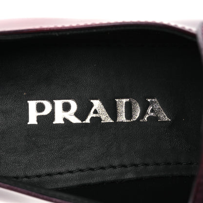 Prada Brushed Calfskin Metal Triangle Logo 50mm Loafers 38.5 Porpora Fume 9 of 12