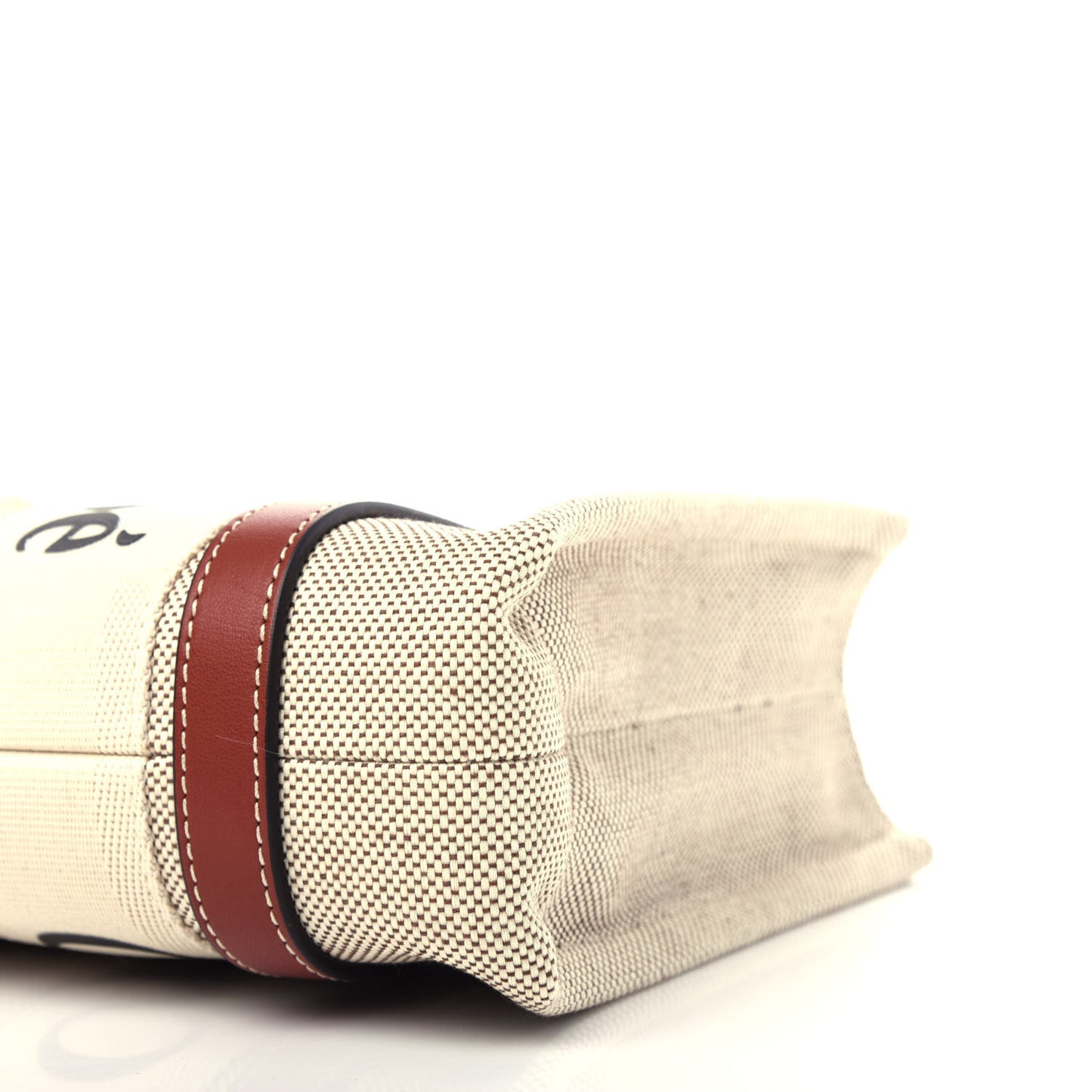 Cotton Calfskin Small Woody Ribbon Tote White Brown