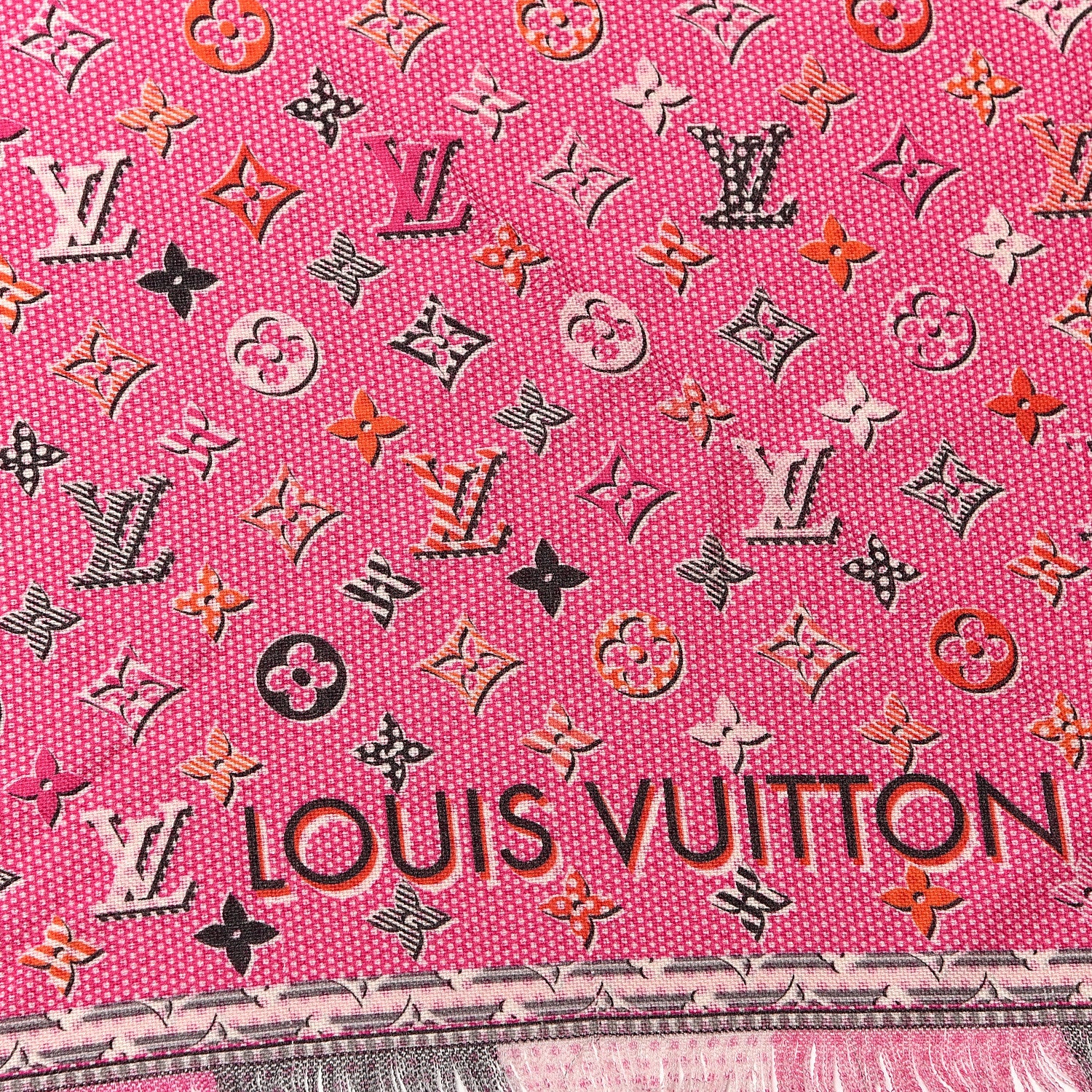 Louis Vuitton Wool Pop Monogram Shawl Pink 3 of 6