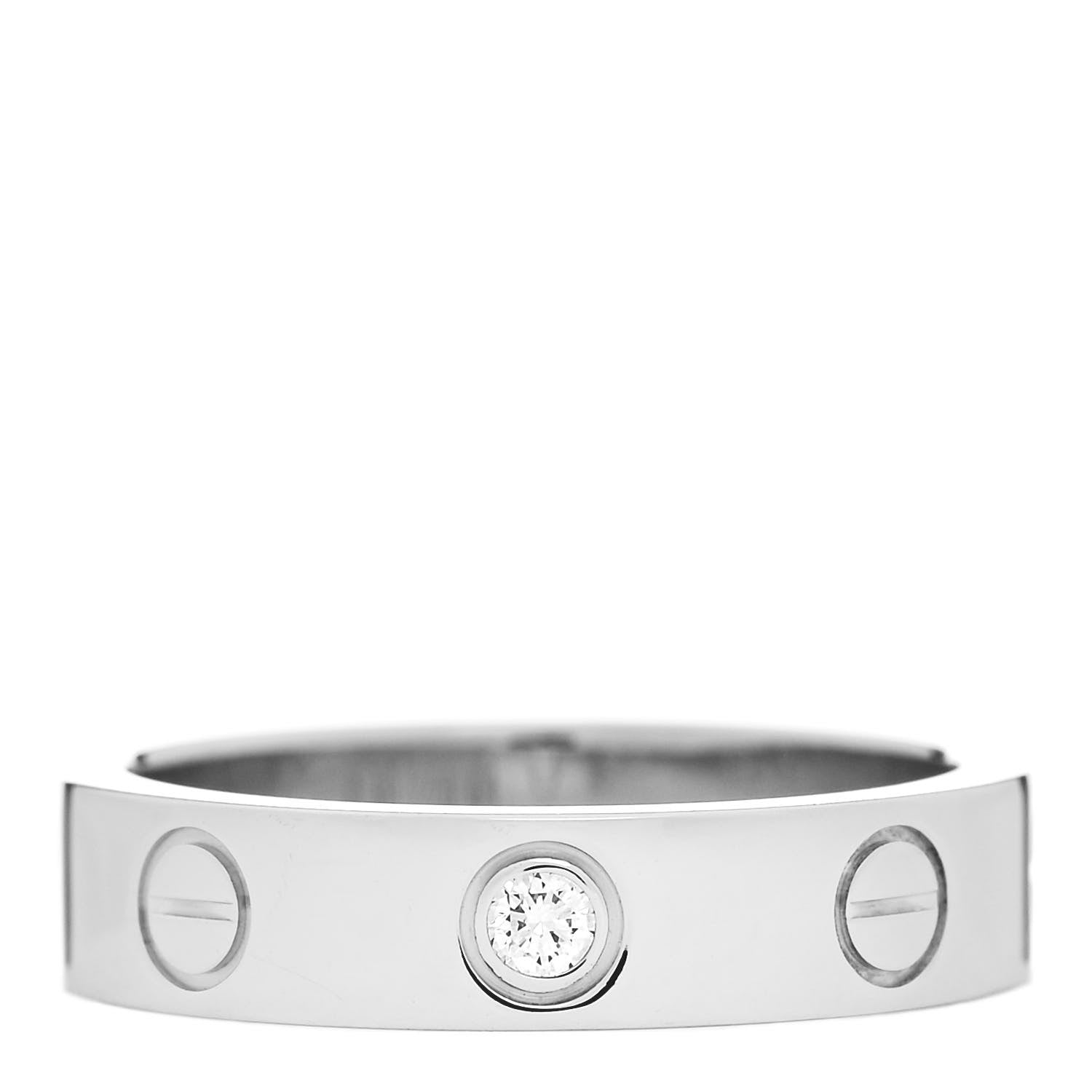 Cartier 18K White Gold Diamond 4mm LOVE Wedding Band Ring 47 4 1 of 5