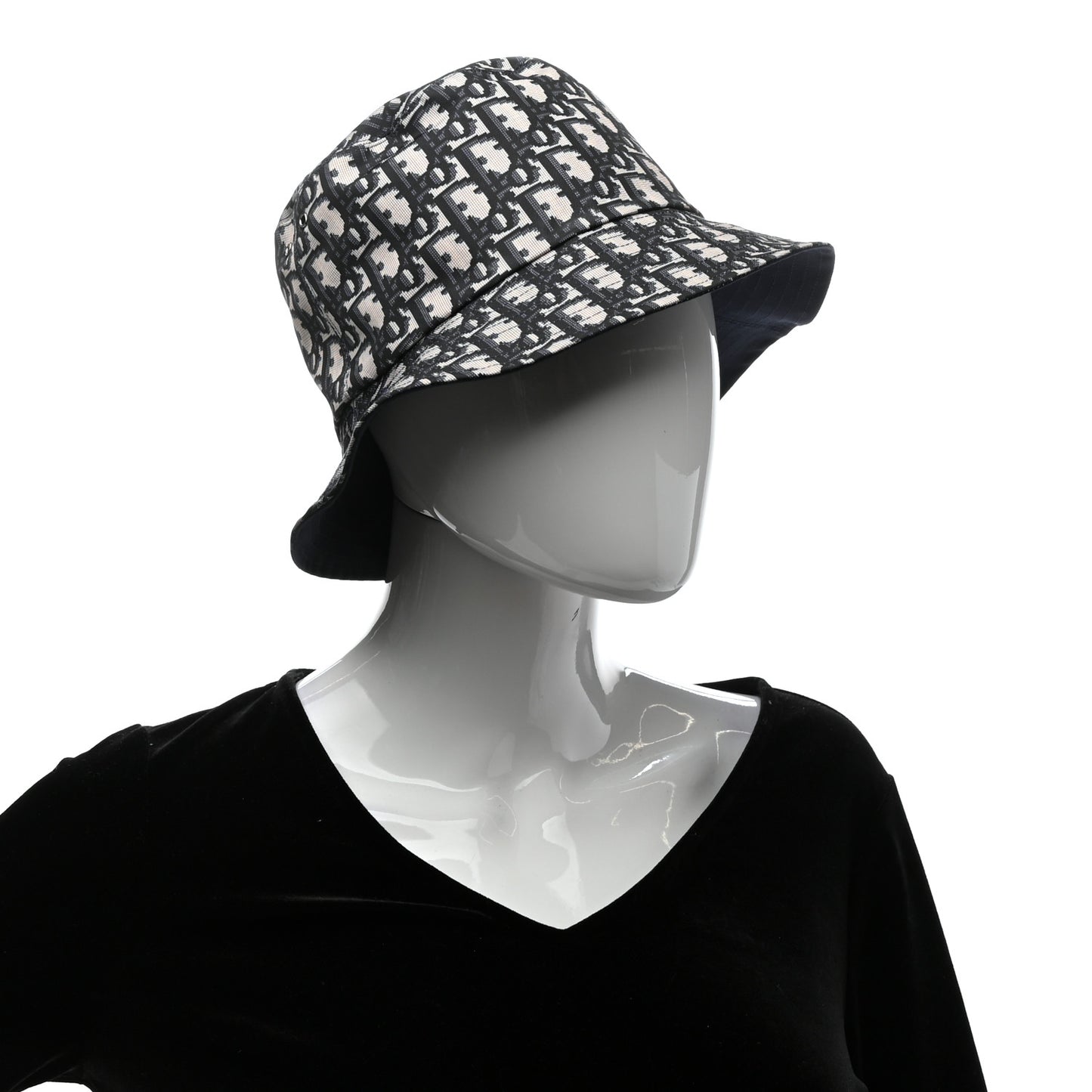Polyester Cotton Oblique Teddy-D Brim Bucket Hat 57 Black