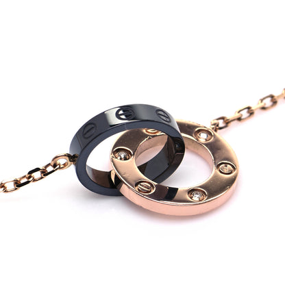 Cartier 18K Pink Gold Black Ceramic Diamond Interlocking LOVE Necklace 5 of 5