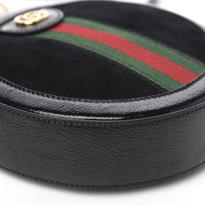 Gucci Suede Patent Web Mini Ophidia Round Shoulder Bag Black 8 of 10