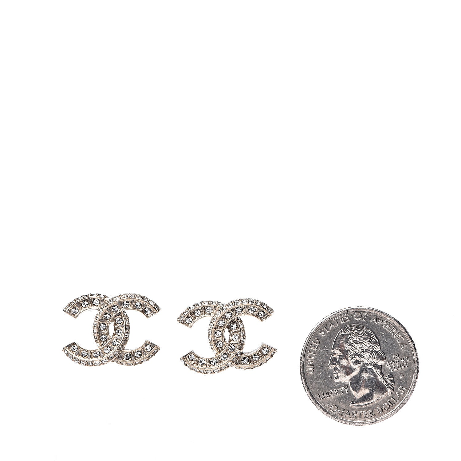 Chanel Crystal Timeless CC Earrings Light Gold 2 of 5