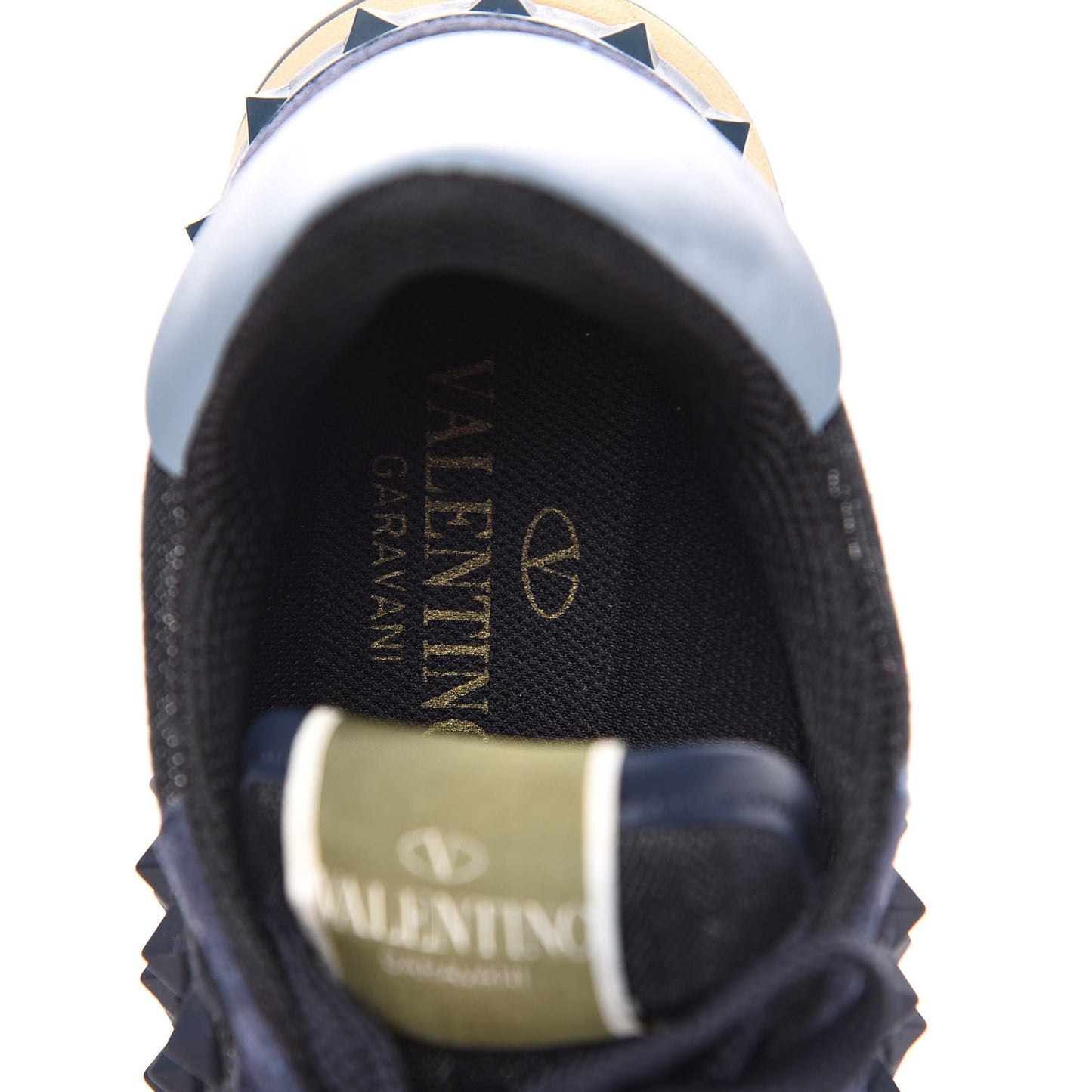 Denim Calfskin Suede Womens Rockstud Sneakers 36 Deep Denim