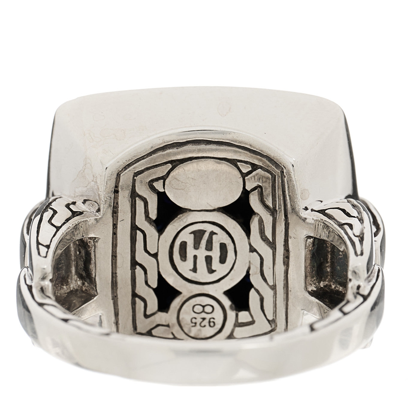 Sterling Silver Black Sapphire Classic Chain Lava Square Ring 54 7