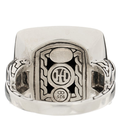 John Hardy Sterling Silver Black Sapphire Classic Chain Lava Square Ring 54 7 4 of 5