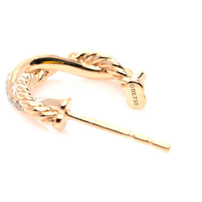 David Yurman 18K Yellow Gold Diamond Petite Infinity Huggie Hoop Earrings 5 of 6