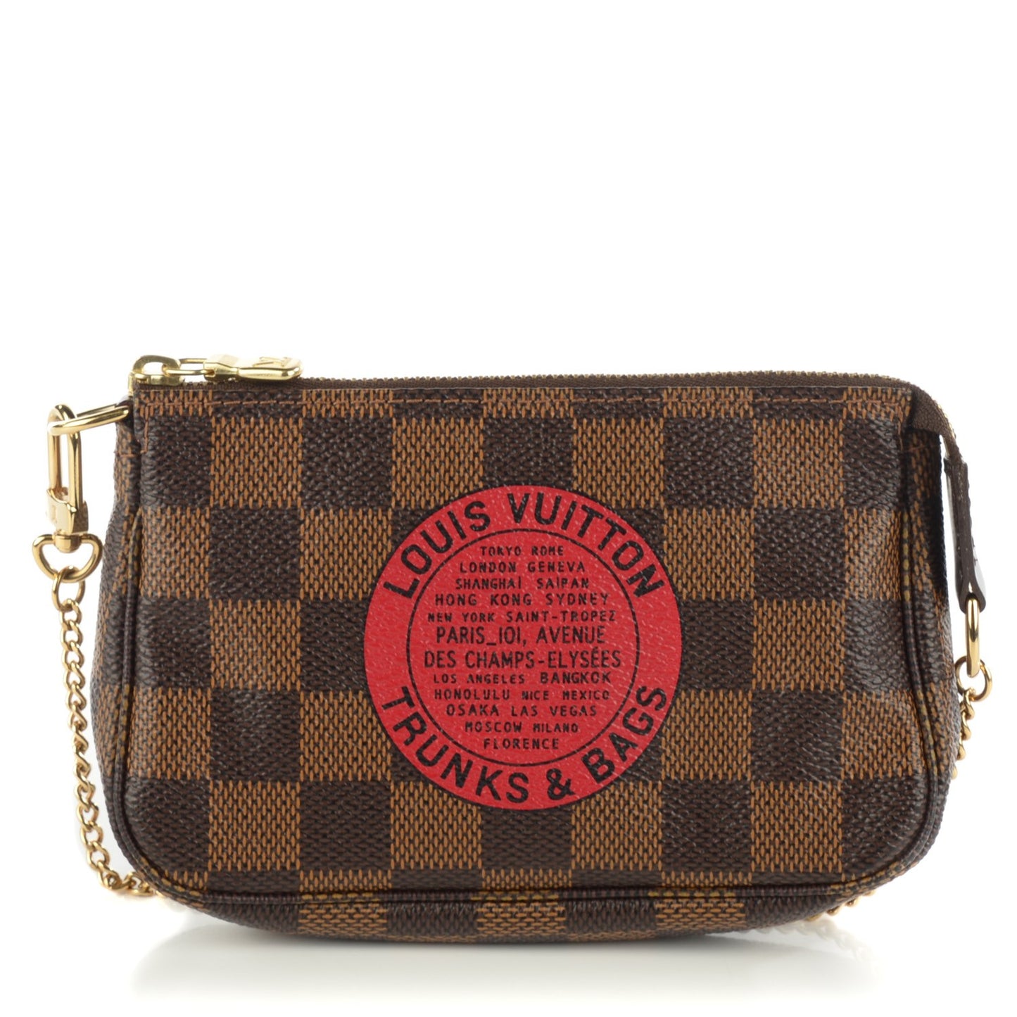 Damier Ebene Complice Trunks and Bags Mini Pochette Accessories Red