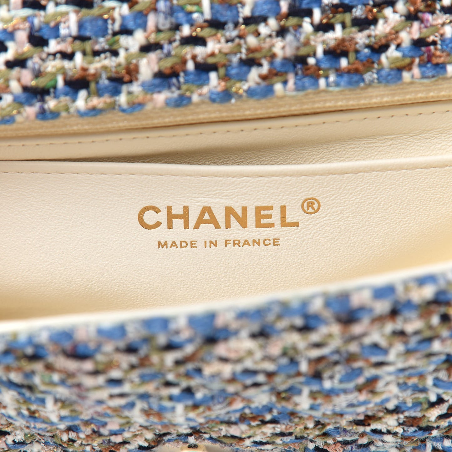 Tweed Quilted Mini Rectangular Flap Blue Multicolor