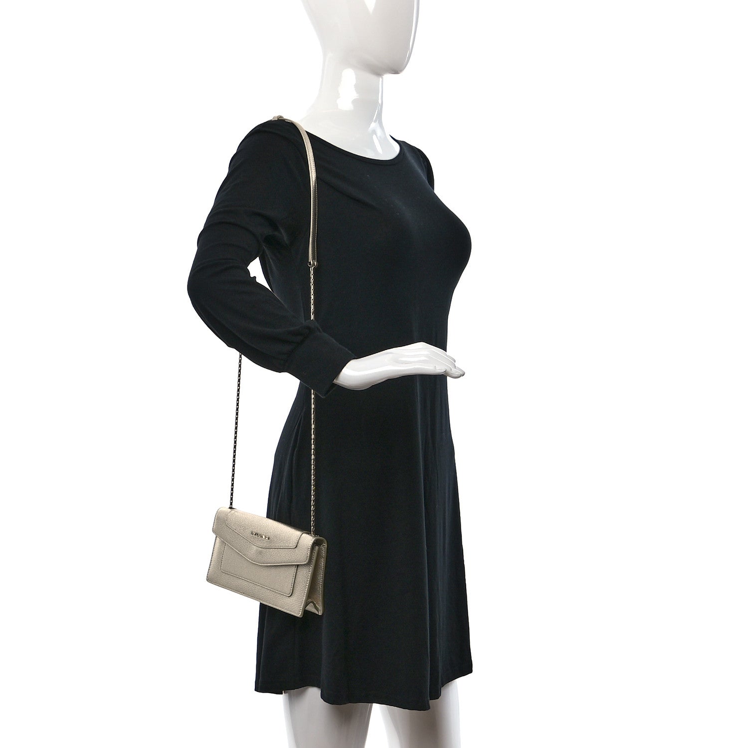 Bulgari Metallic Calfskin Snake Strap Crossbody Flap Clutch Gold 2 of 9