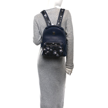 MCM Calfskin Visetos Floral Leopard Klassik Small Stark Backpack Blue Black 2 of 10