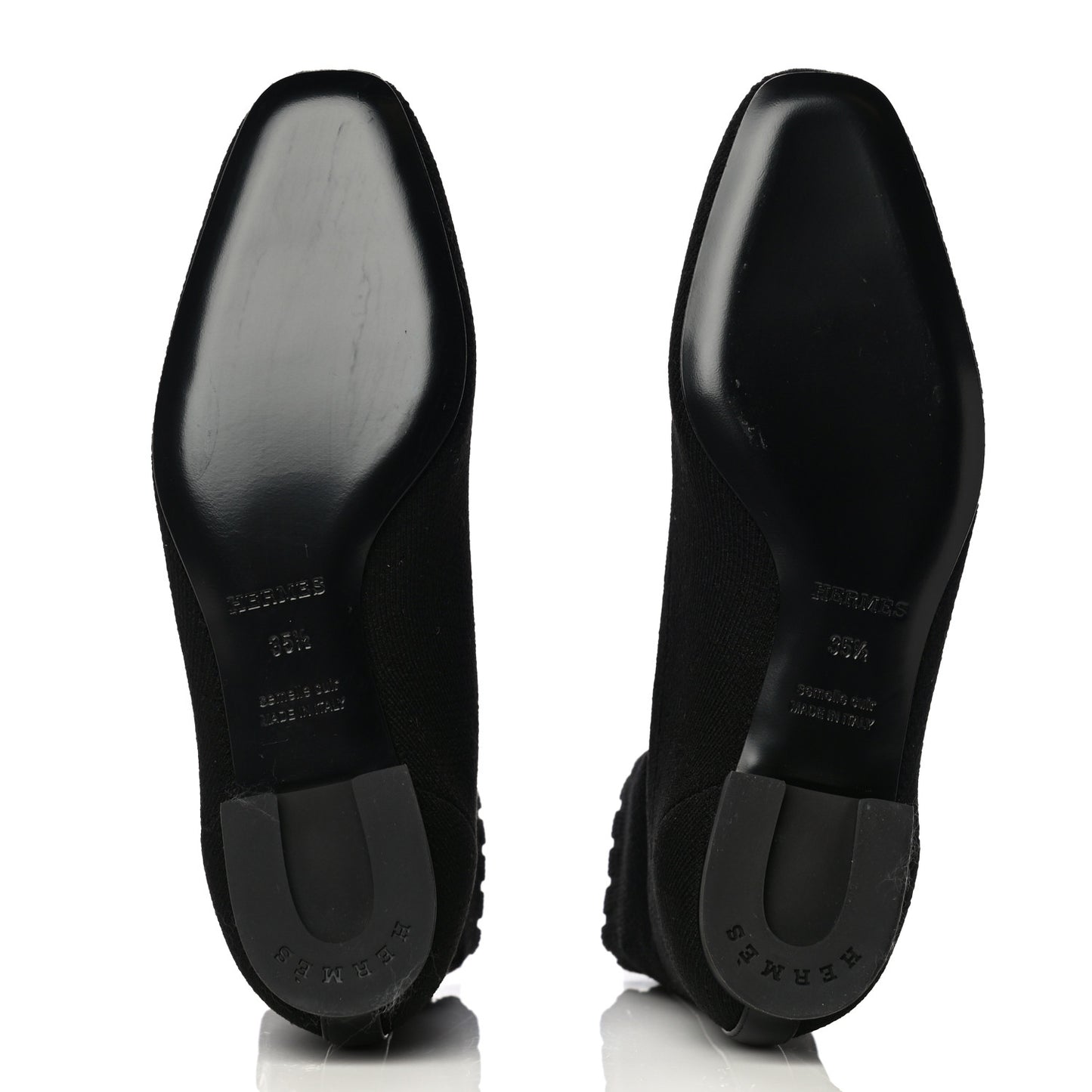 Knit Calfskin Duo Ankle Boots 35.5 Black