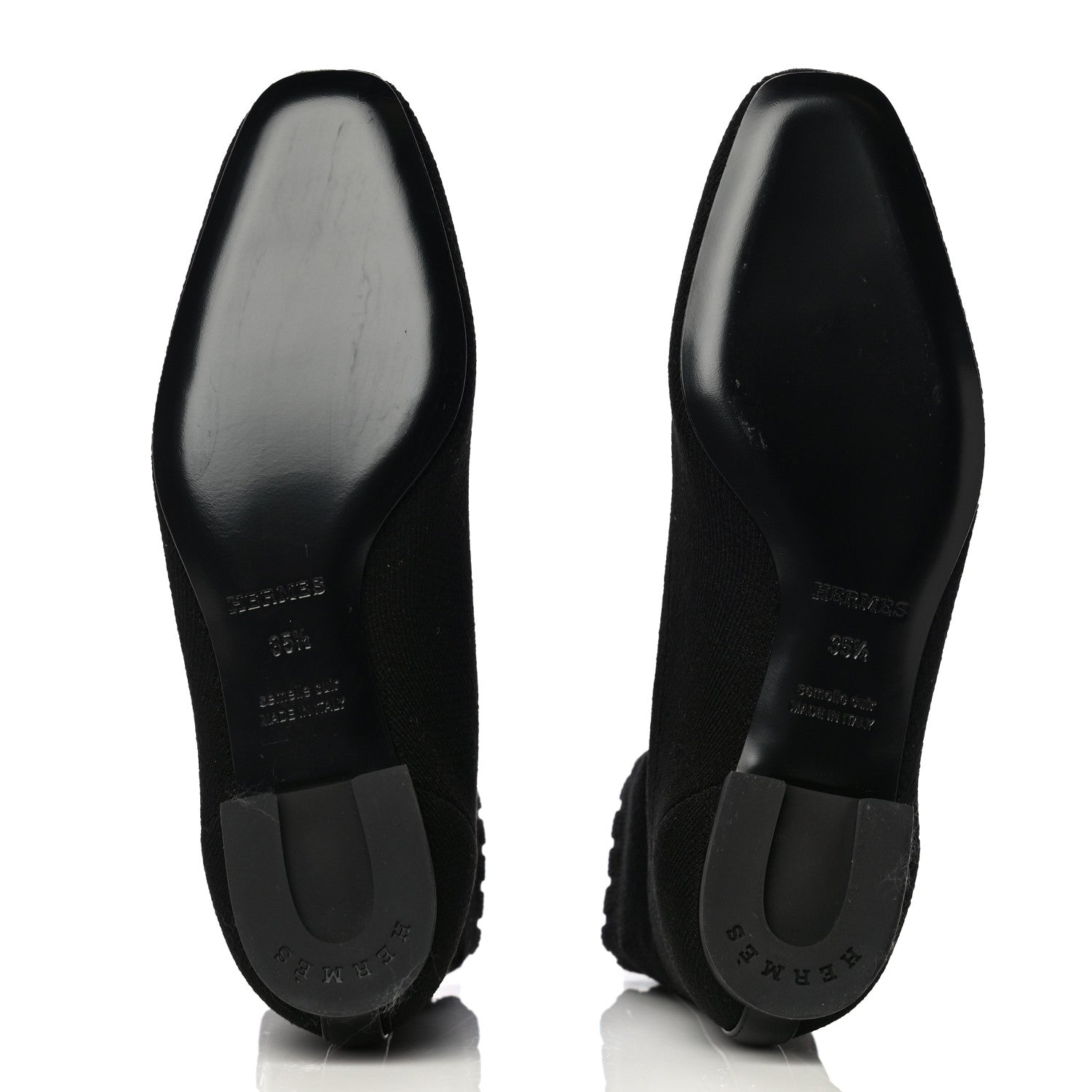Hermes Knit Calfskin Duo Ankle Boots 35.5 Black 6 of 11