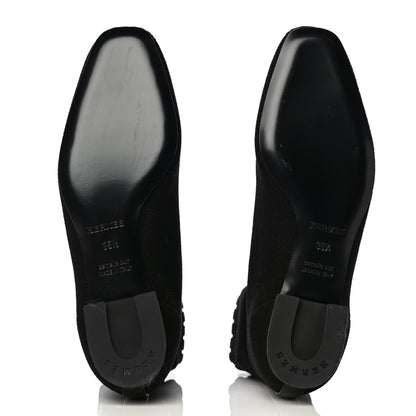 Hermes Knit Calfskin Duo Ankle Boots 35.5 Black 6 of 11