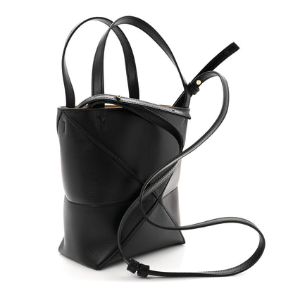 Loewe Shiny Calfskin Mini Puzzle Fold Tote Black 3 of 10