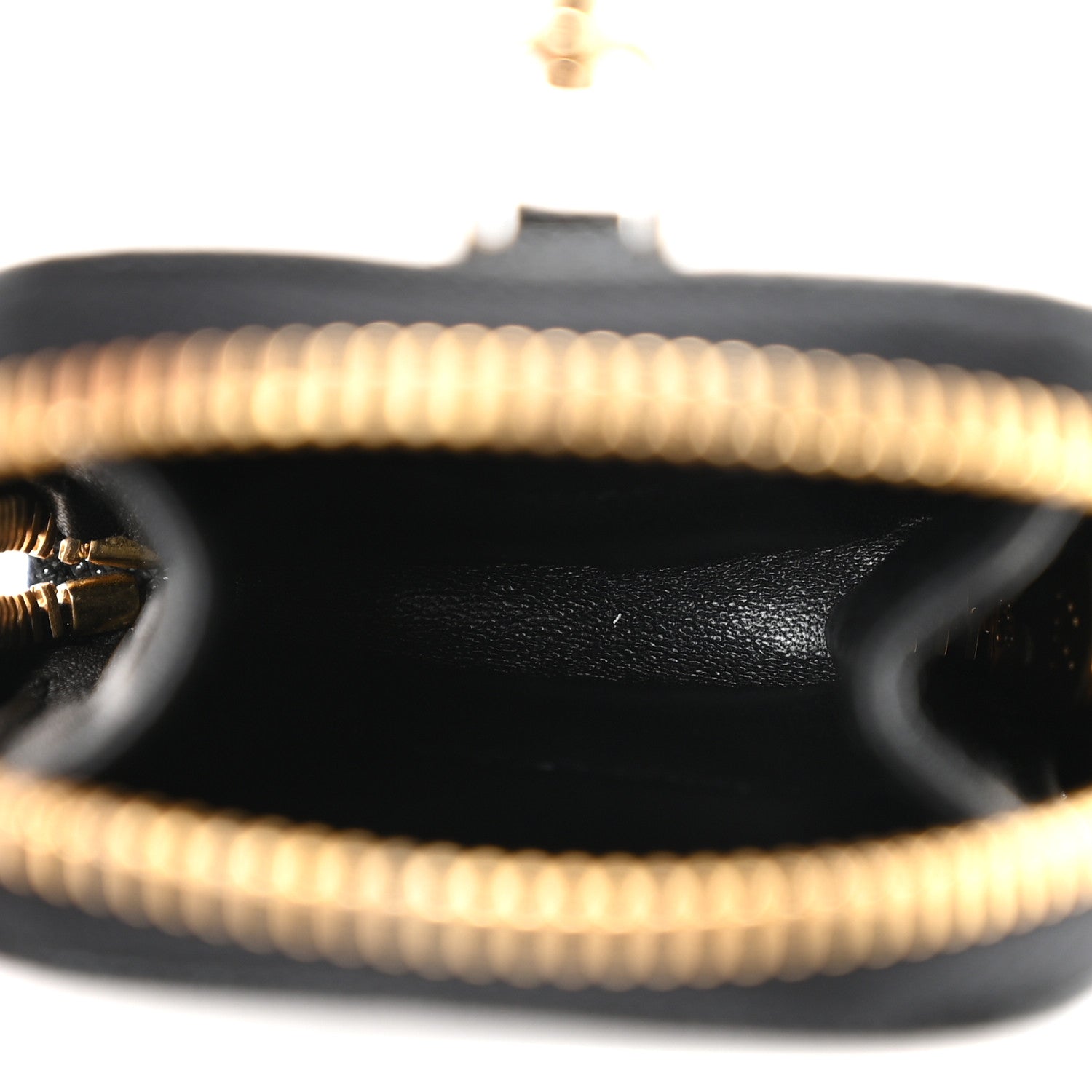 Prada Saffiano Triangle Zip Around Mini Pouch Black 5 of 7