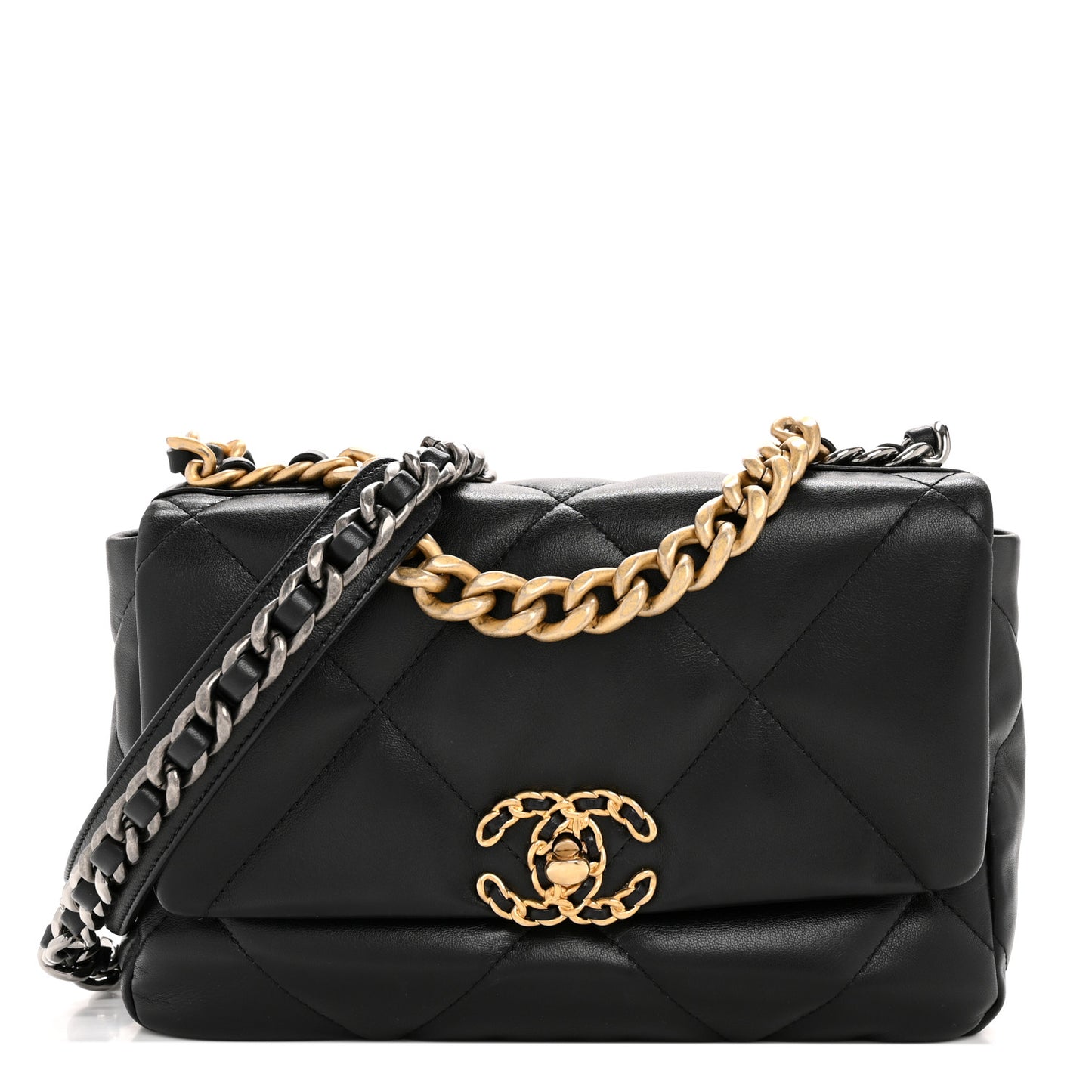 Lambskin Quilted Medium Chanel 19 Flap Black