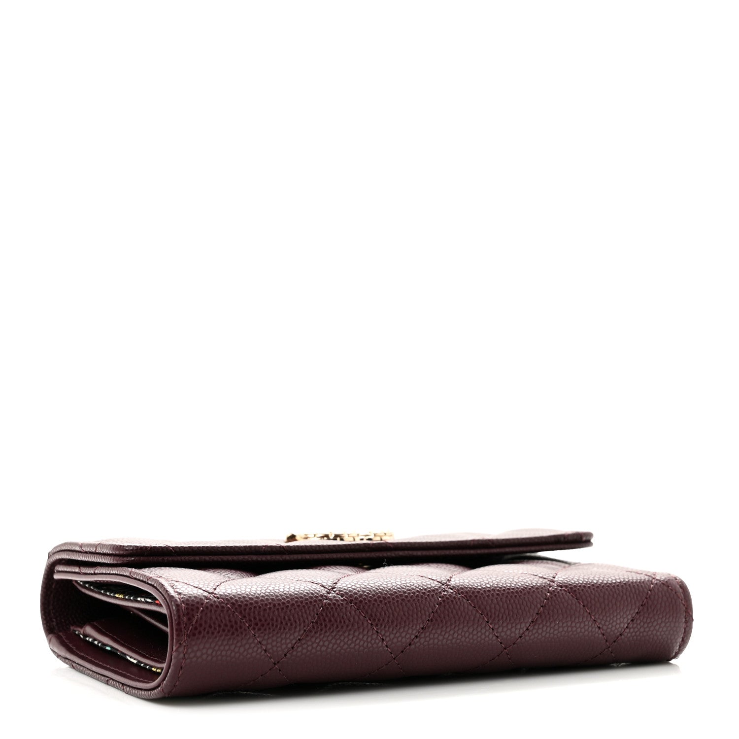 Chanel Caviar Quilted Chain Embossed CC Medium Flap Wallet Dark Burgundy 4 of 9