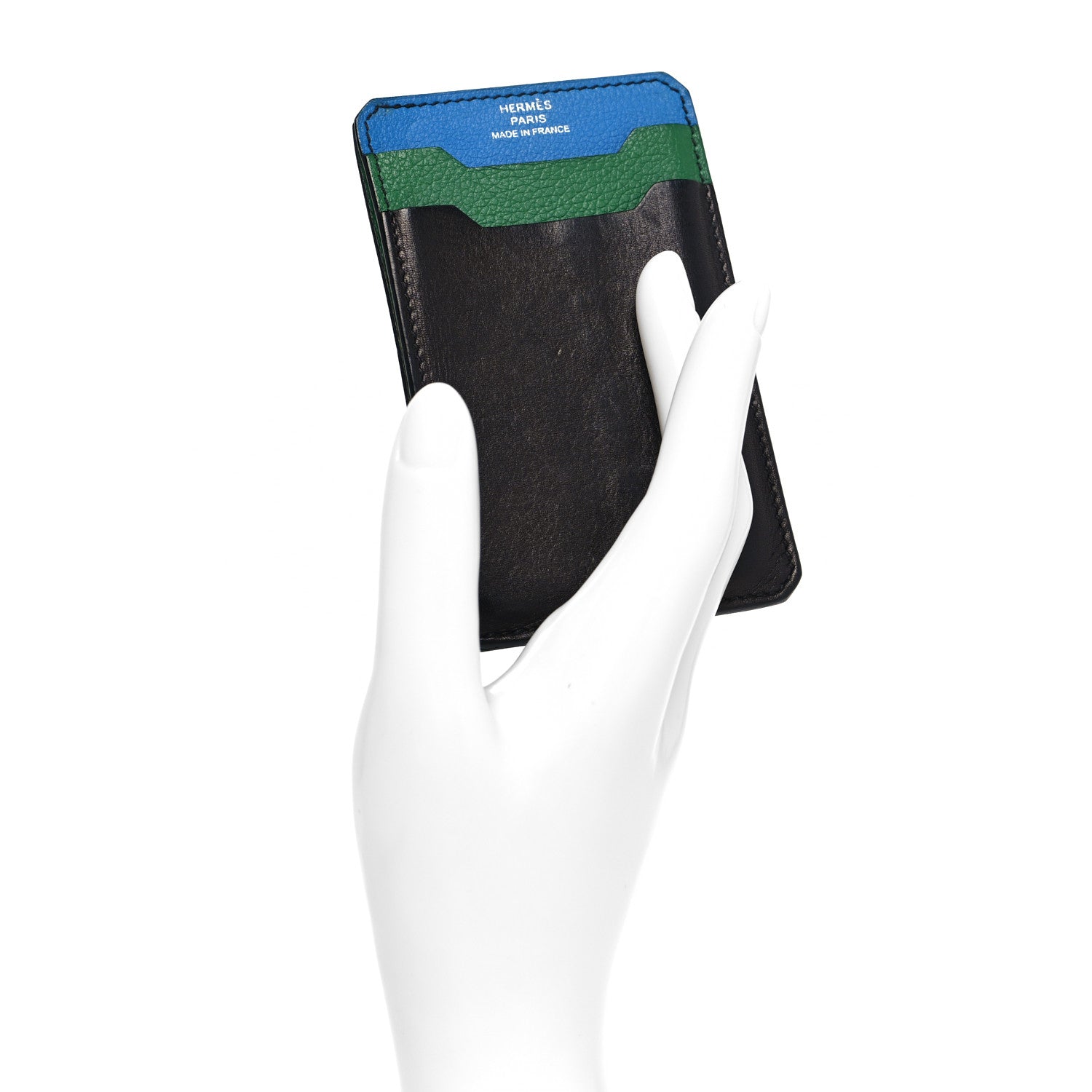 Hermes Evercolor City 3CC Colorblock Card Holder Black Vert Vertigo Bleu Frida 2 of 9