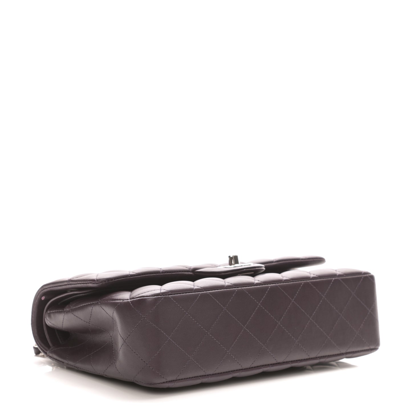 Lambskin Quilted Medium Double Flap Purple
