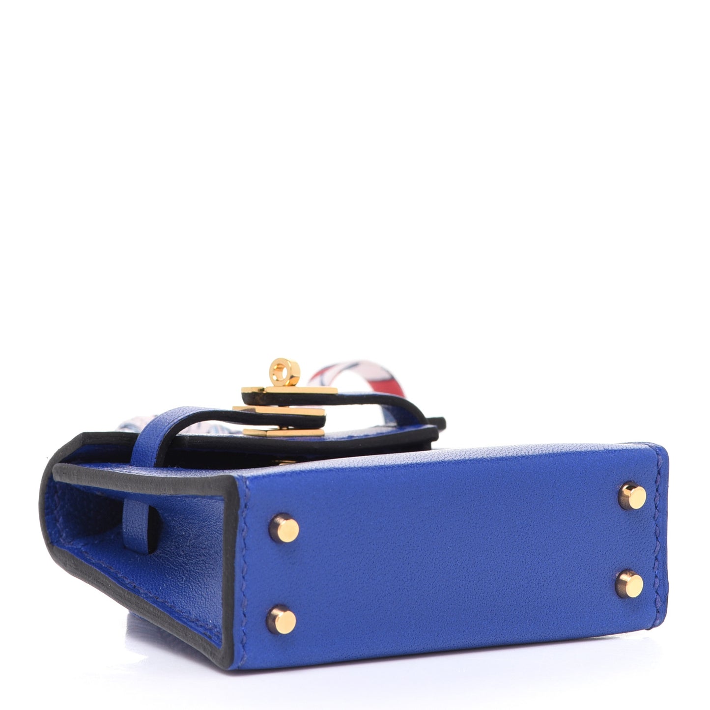 Tadelakt Mini Kelly Twilly Bag Charm Bleu Electrique