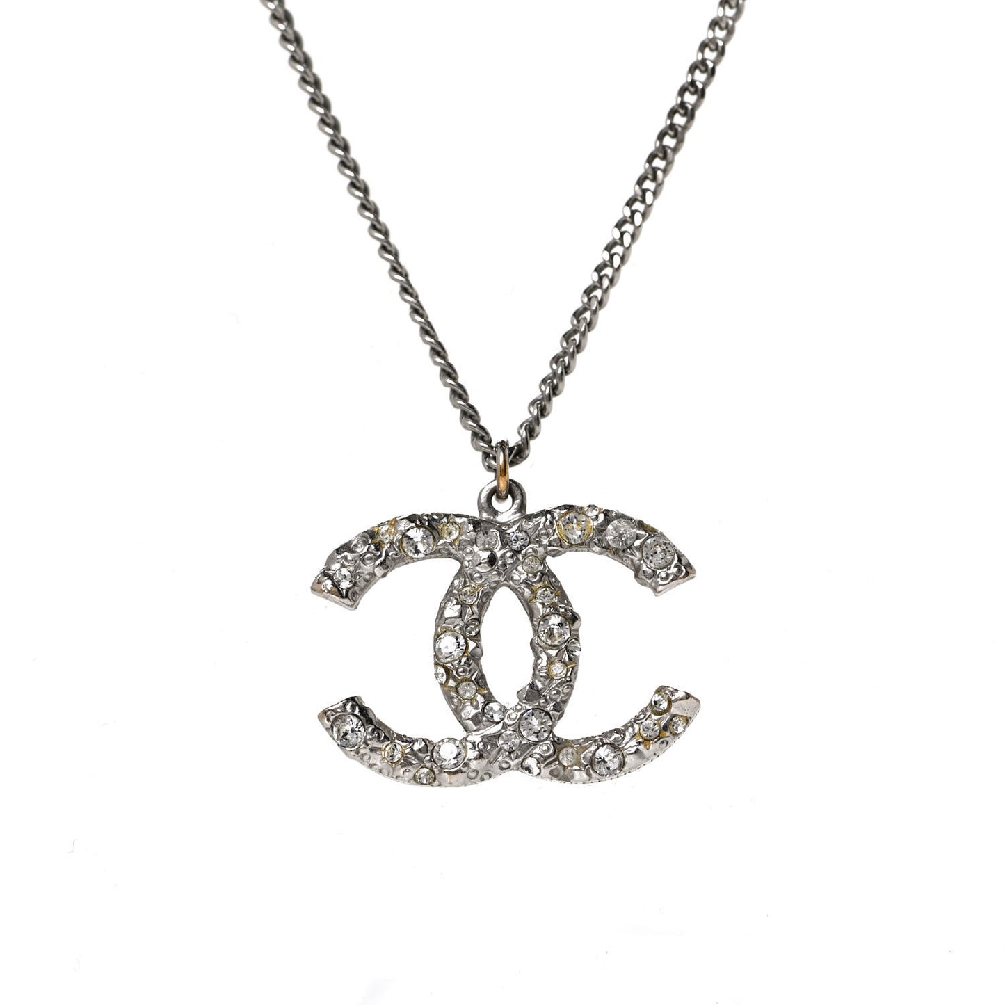 Crystal CC Pendant Necklace Silver