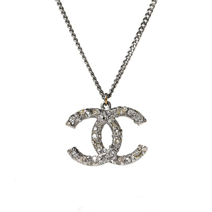 Chanel Crystal CC Pendant Necklace Silver 5 of 8