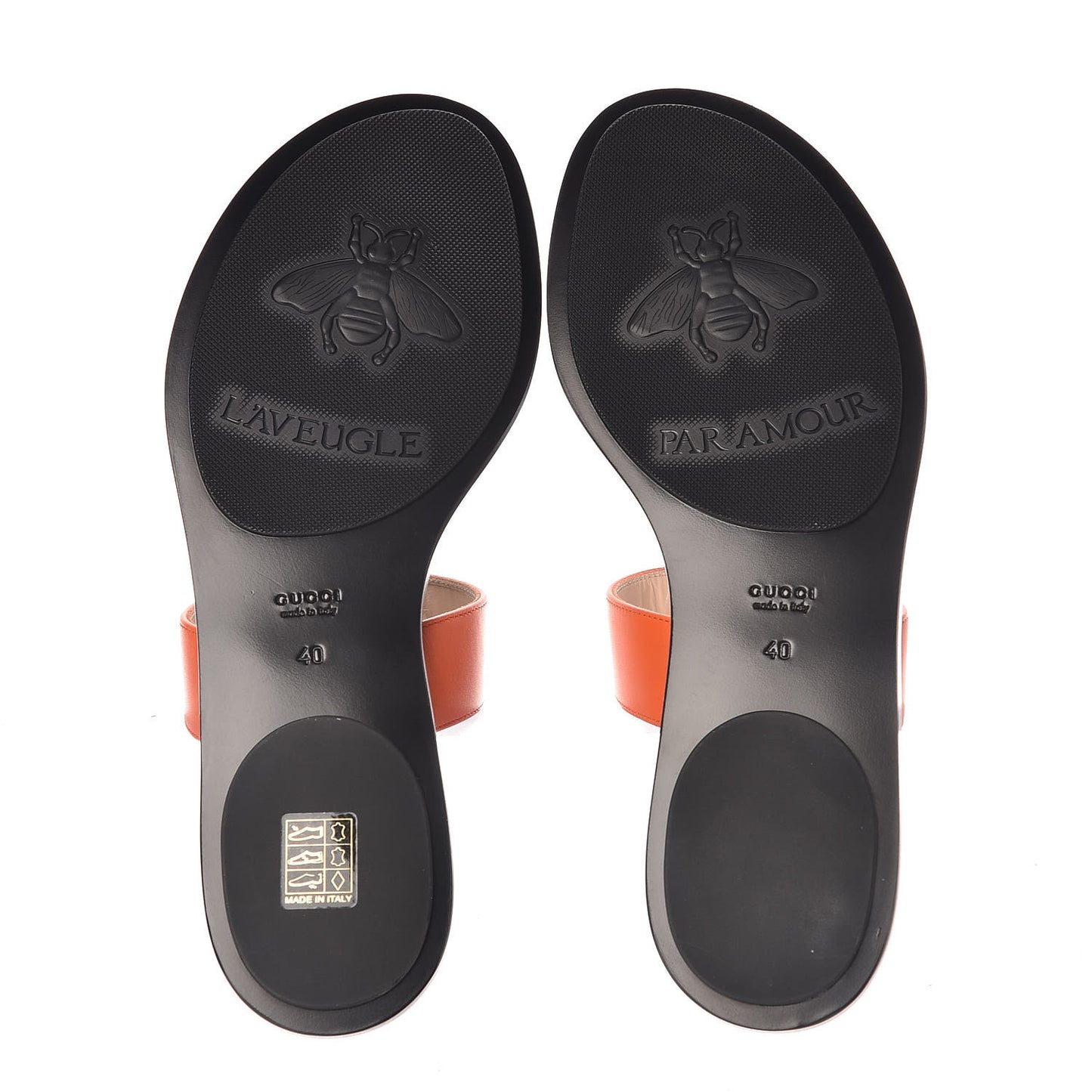 Calfskin GG Marmont Thong Sandals 40 Deep Orange