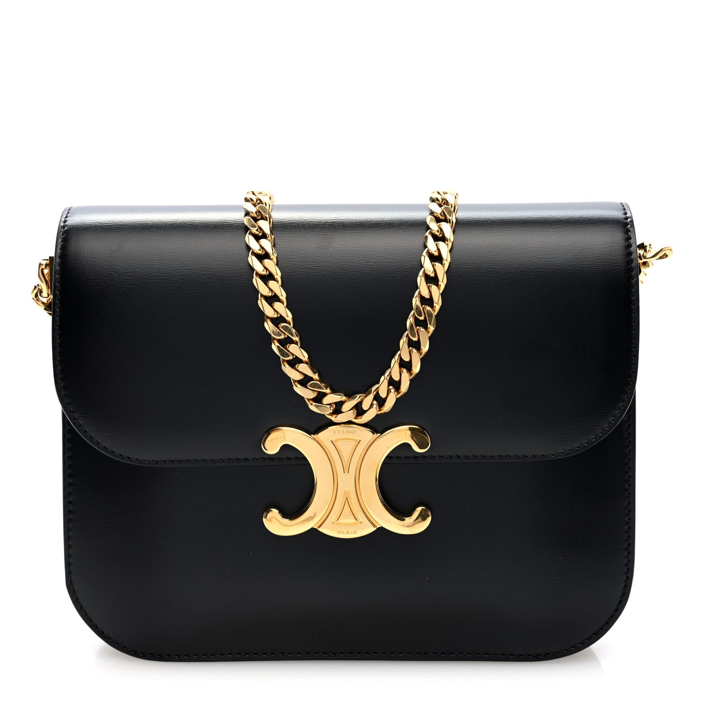Shiny Calfskin College Triomphe Black