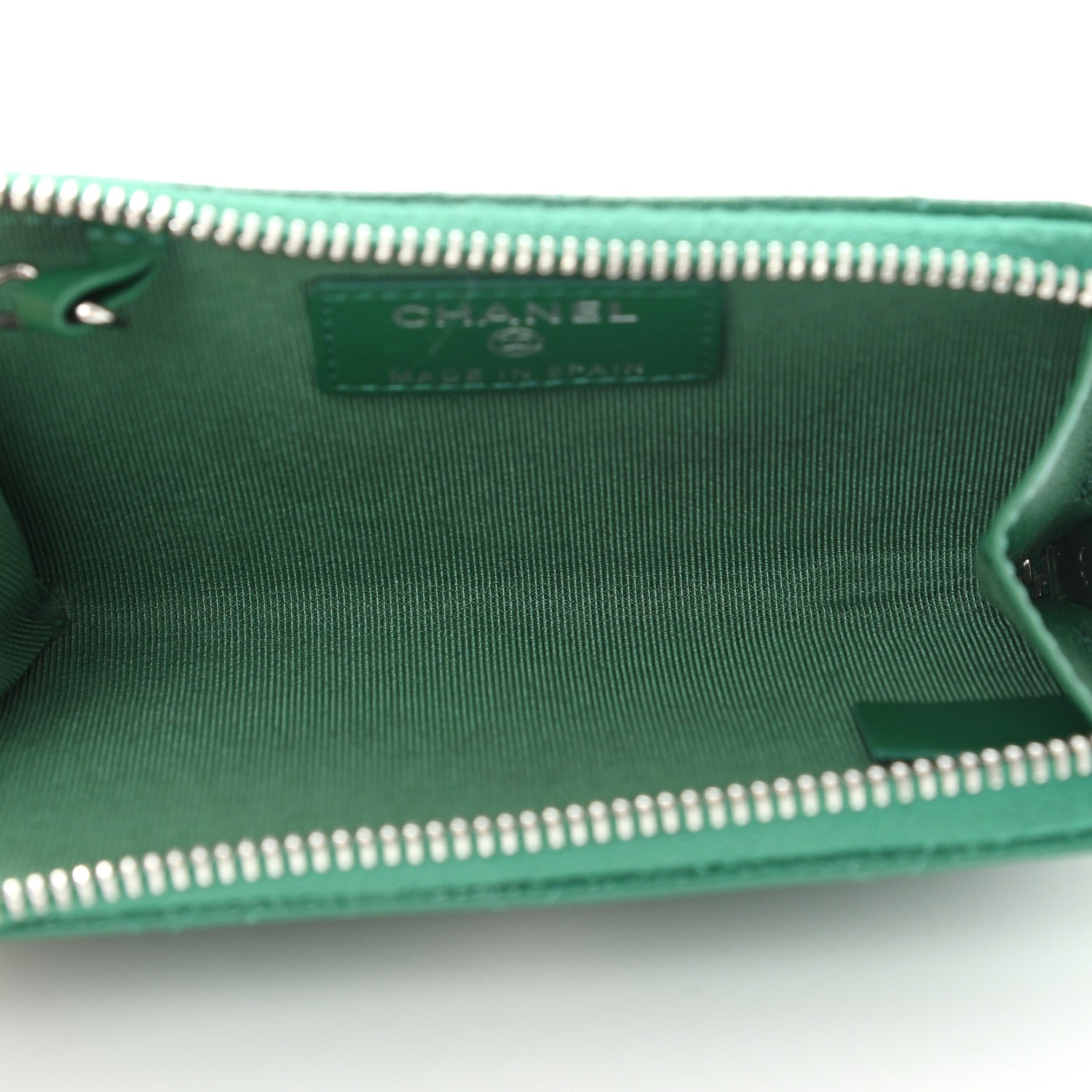 Chanel Caviar Quilted Zipped Key Holder Case Green 6 of 10
