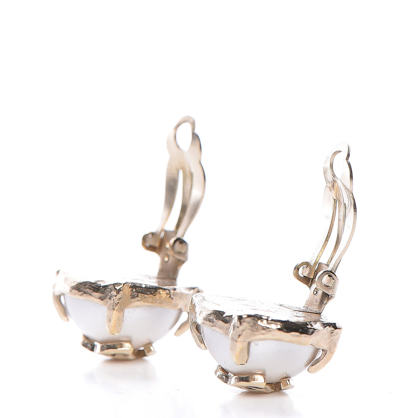 Pearl CC Large Clip On Earrings Light Gold
