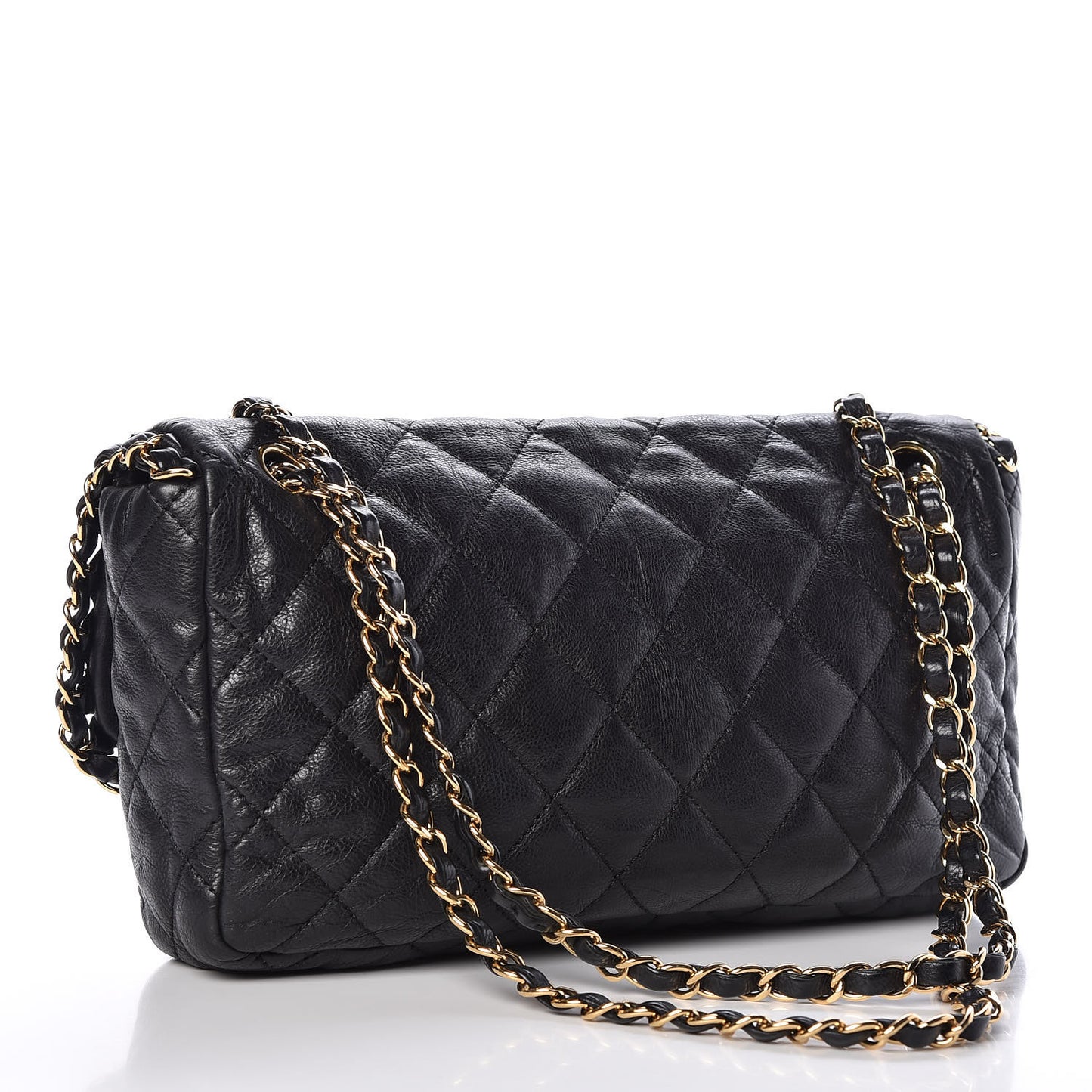 Calfskin Quilted Medium Chain Me Flap Black