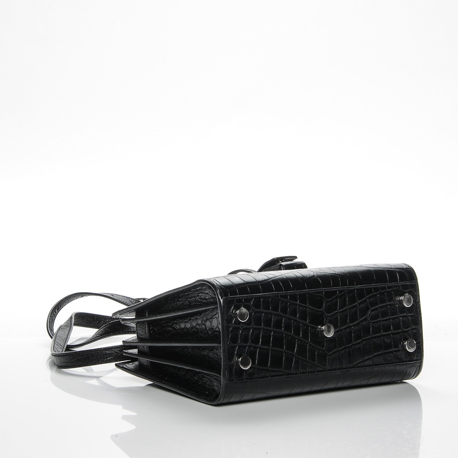 Saint Laurent Calfskin Crocodile Embossed Nano Sac De Jour Black 4 of 5