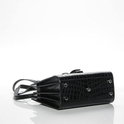 Saint Laurent Calfskin Crocodile Embossed Nano Sac De Jour Black 4 of 5