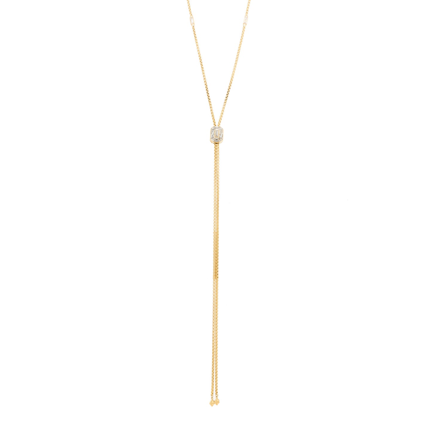 18K Yellow Gold Diamond Stax Lariat Necklace