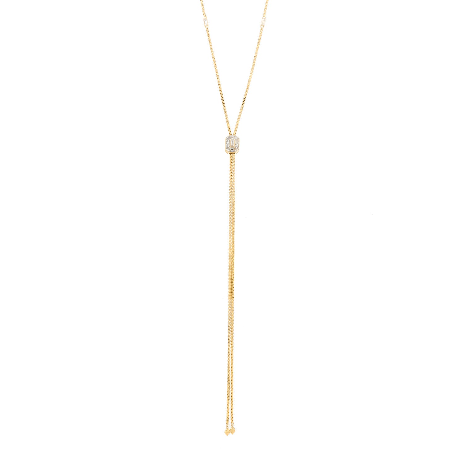 David Yurman 18K Yellow Gold Diamond Stax Lariat Necklace 1 of 4