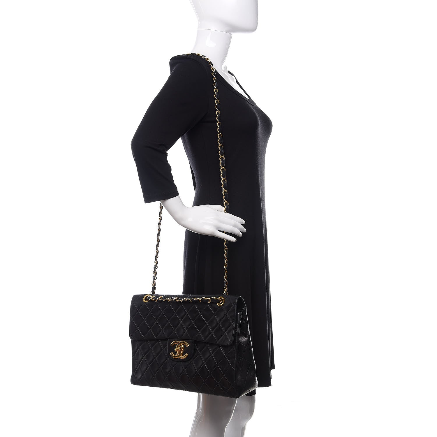 Chanel Lambskin Quilted XL Jumbo Single Flap Black 2 of 11