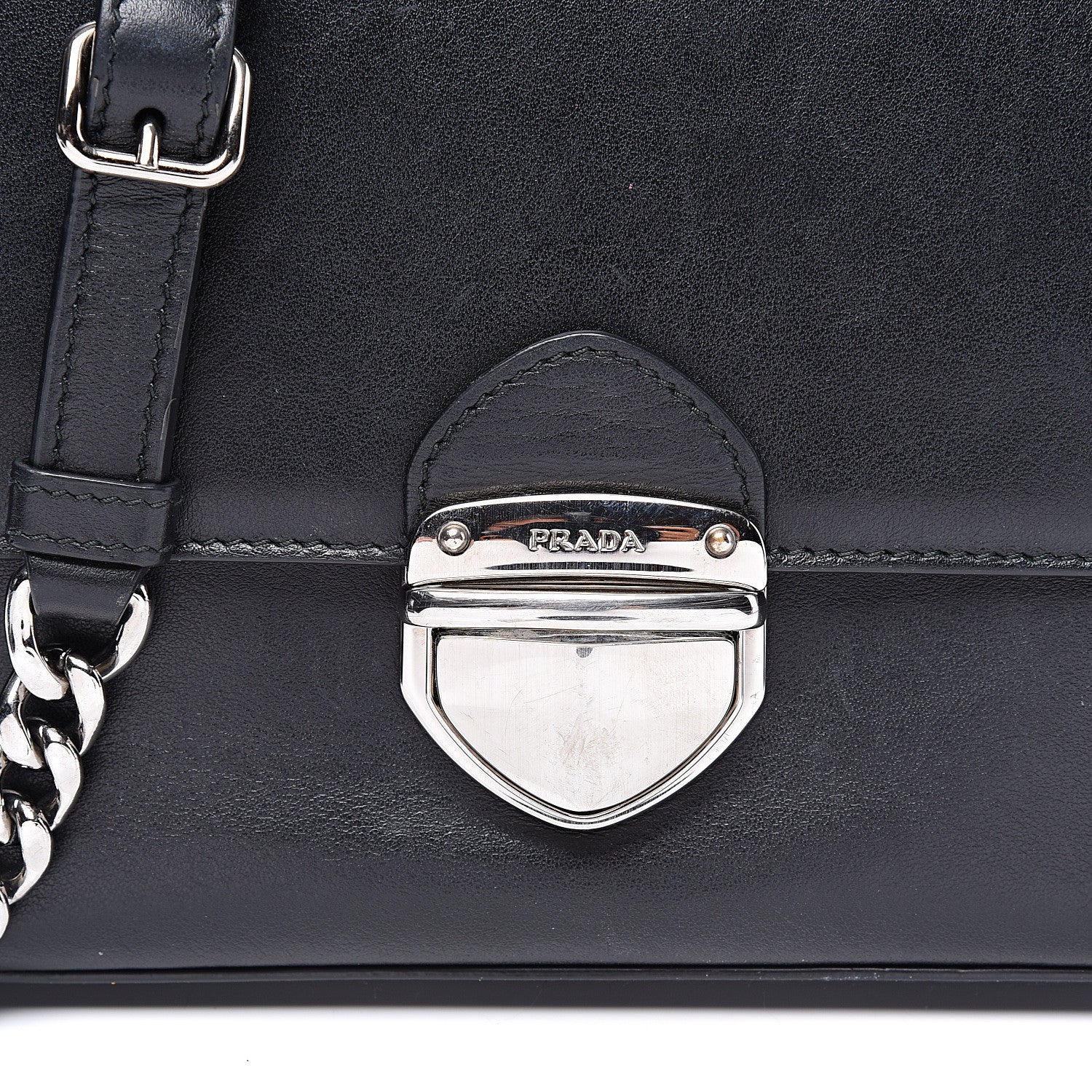 Prada Soft Calfskin Chain Flap Black 9 of 9