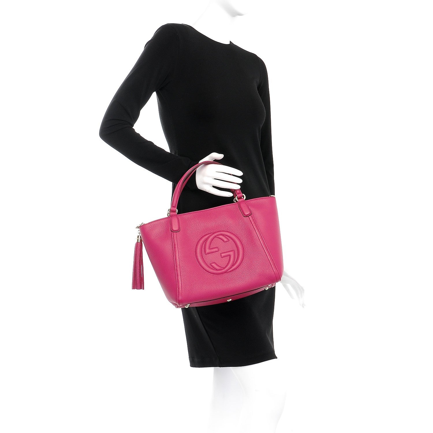 Gucci Pebbled Calfskin Small Soho Top Handle Bag Bright Bougainvillea 3 of 10