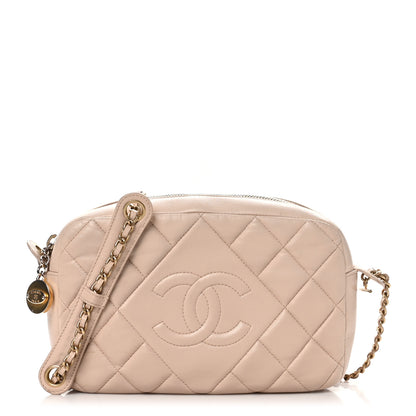 Chanel Lambskin Quilted Small Diamond CC Camera Case Beige 1 of 12