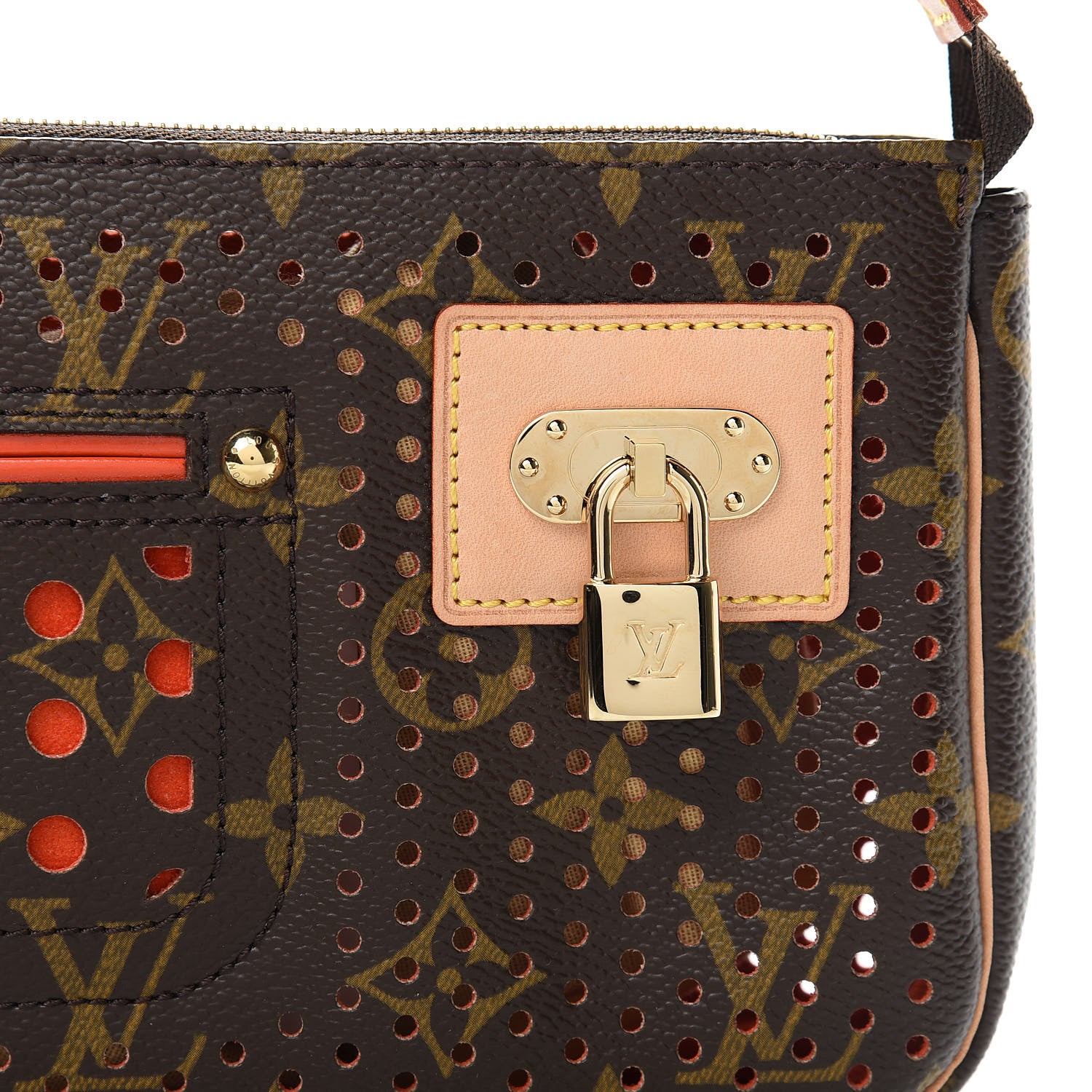 Louis Vuitton Monogram Perforated Pochette Accessories Bag Orange 7 of 10