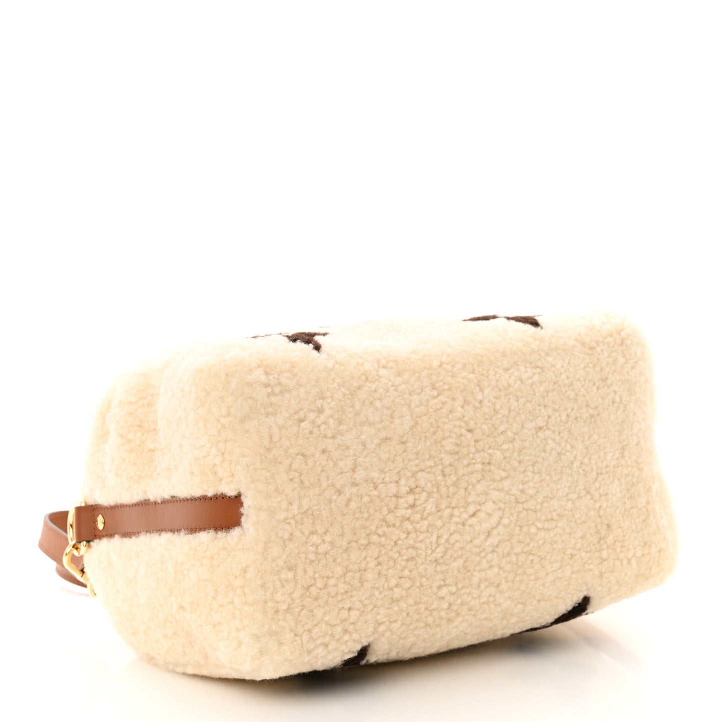 Monogram Shearling Speedy Bandouliere 25 Cream Brown