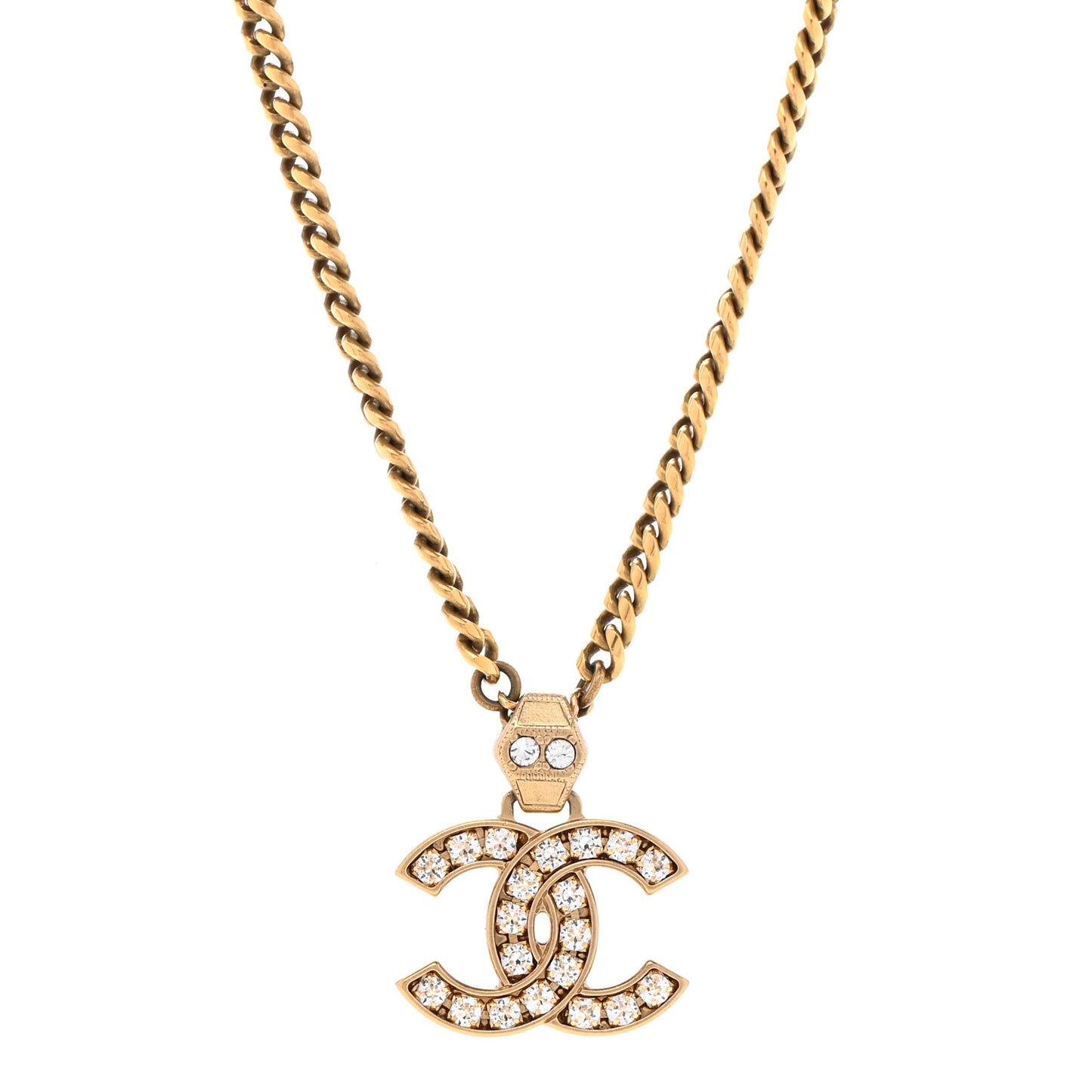 Crystal CC Pendant Necklace Gold