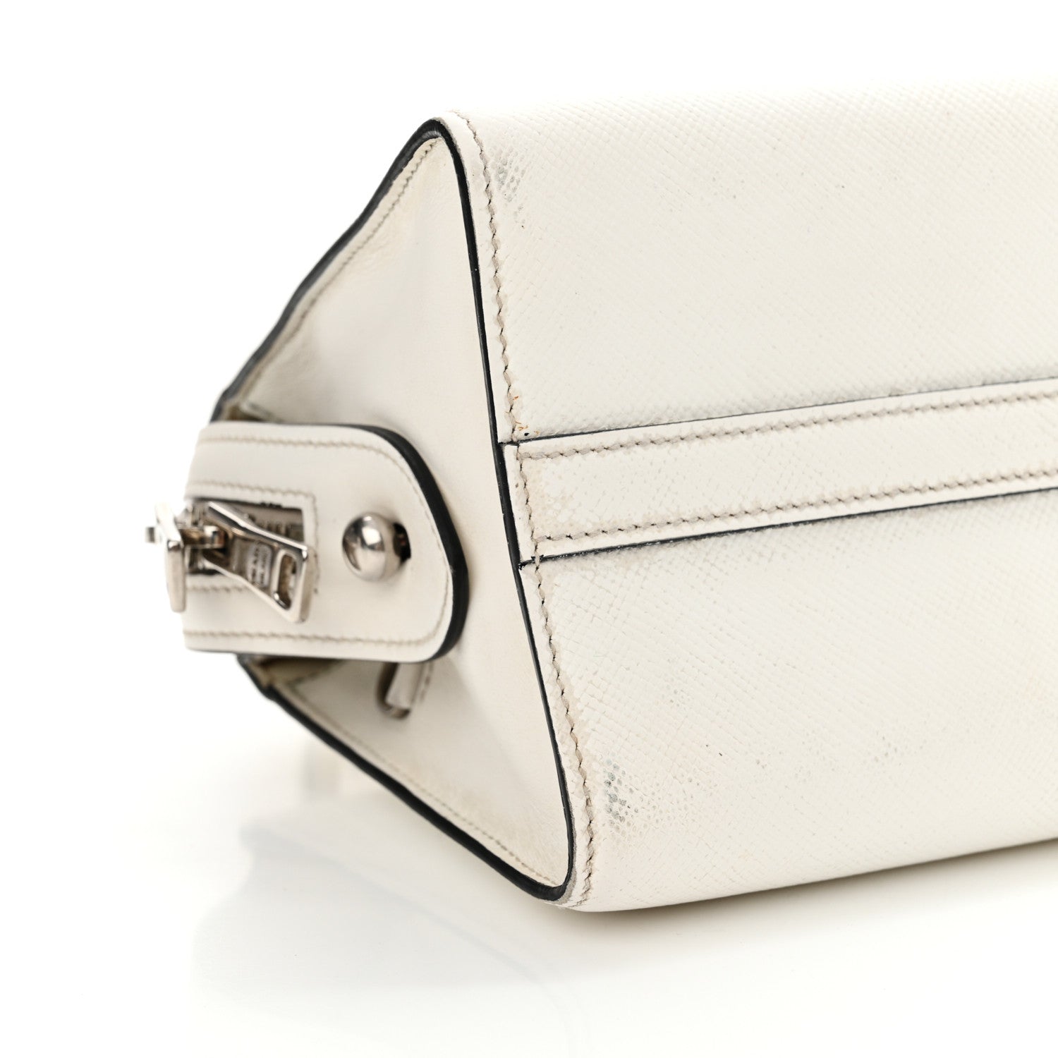 Prada Saffiano Cuir Calfskin Mini Monochrome Top Handle Tote White 8 of 20