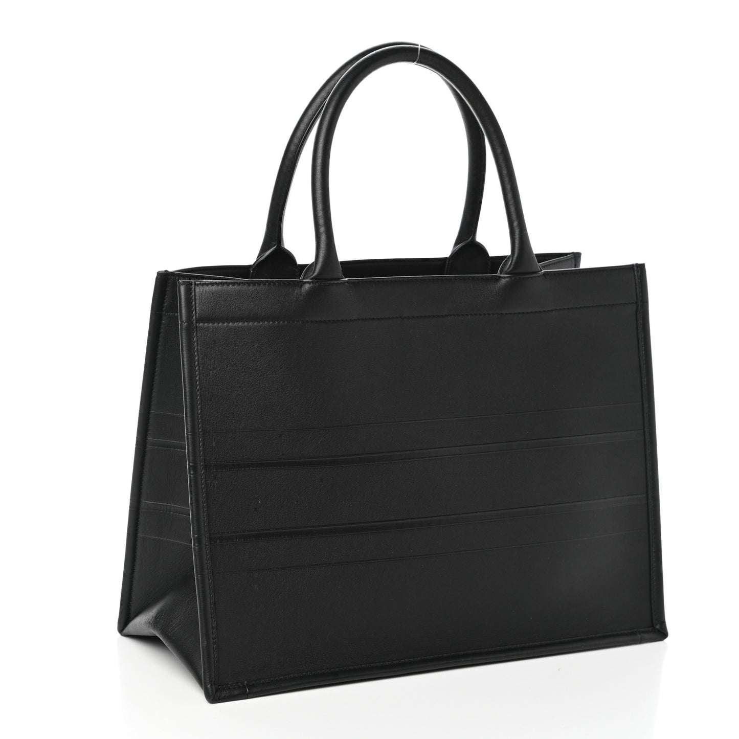 Calfskin Embossed Medium Book Tote Black