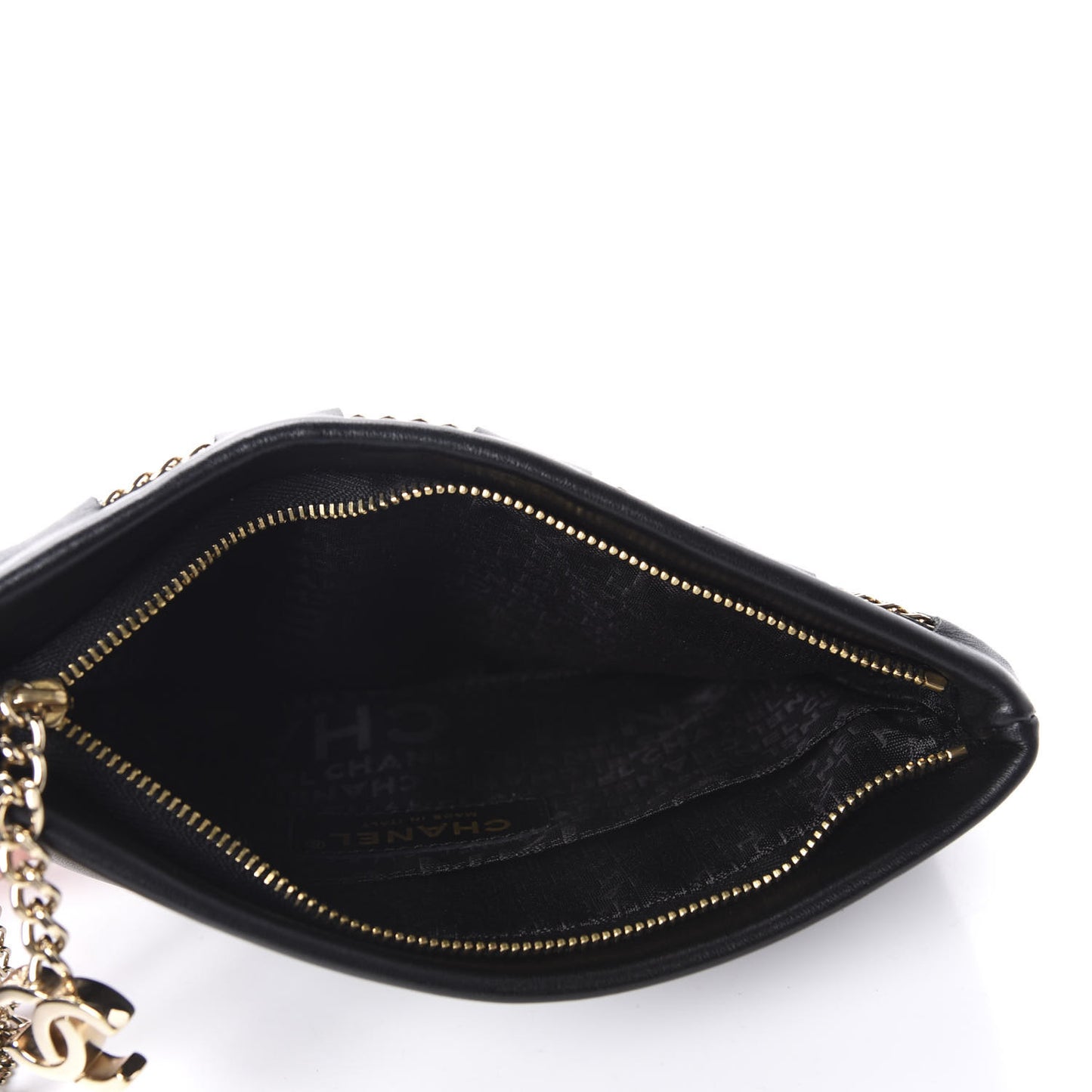 Lambskin Chain Wristlet Black