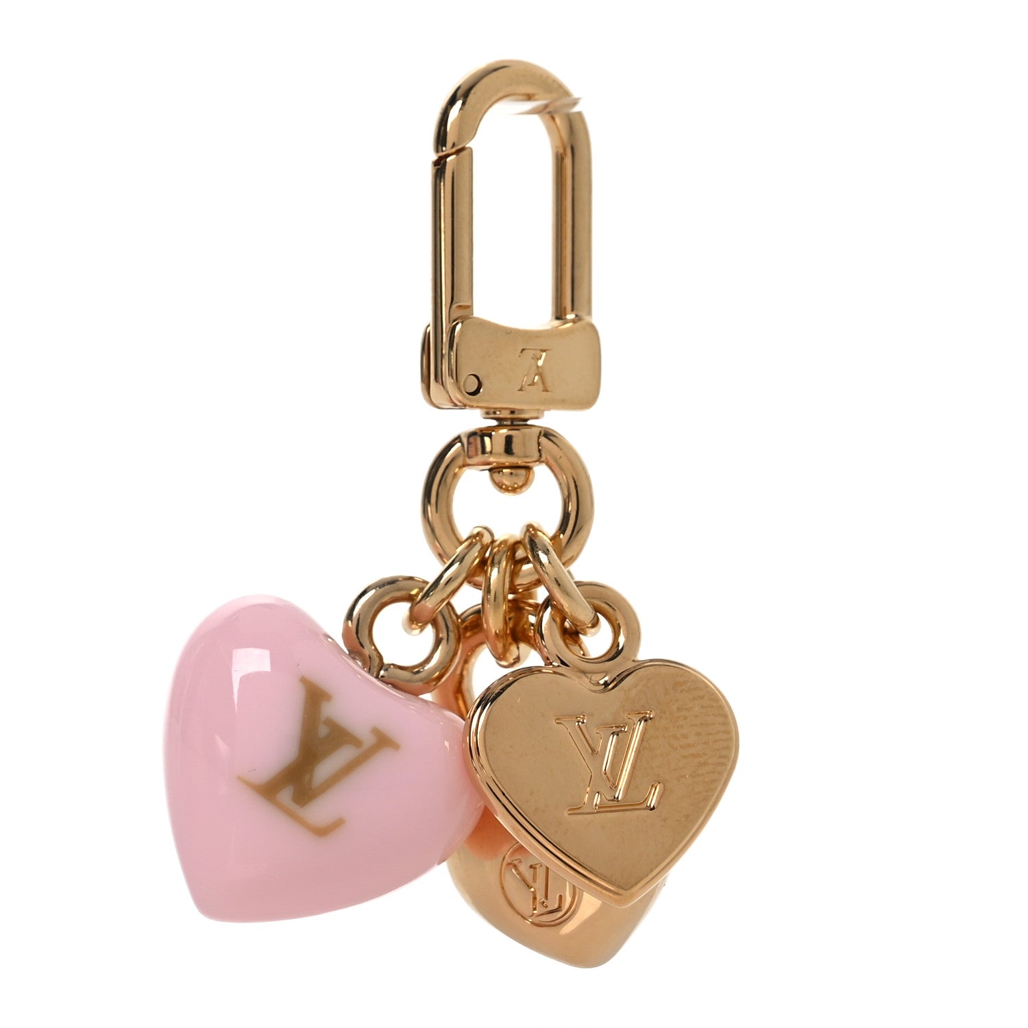 Louis Vuitton Micro Charms LV Heart Bag Charm Key Holder Gold 1 of 4