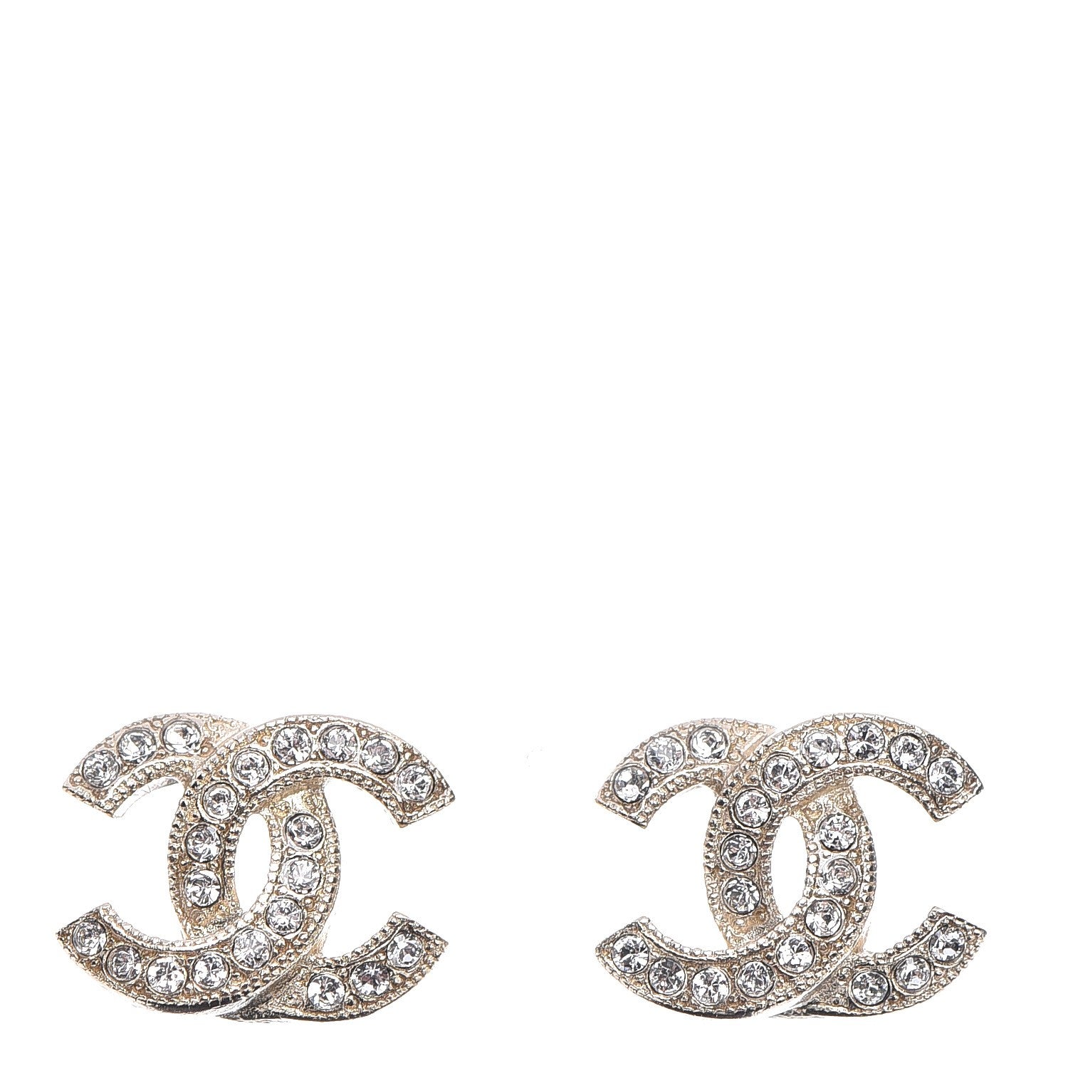 Chanel Crystal CC Earrings Gold 1 of 4
